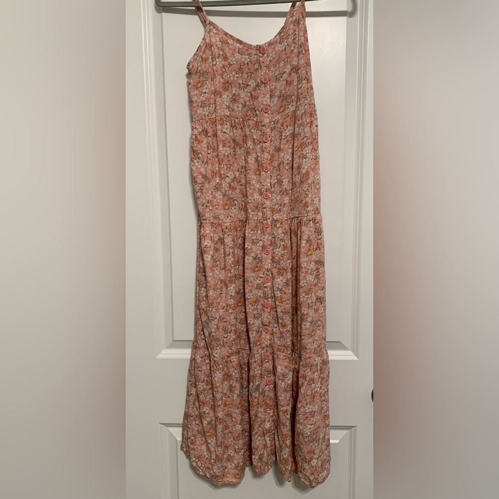 Pink rose flowered‎ dress size Small